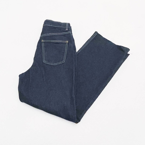 Zara High Rise Wide Leg Dark Wash Denim Jeans Raw Hem SZ6 NWT - Picture 5 of 9